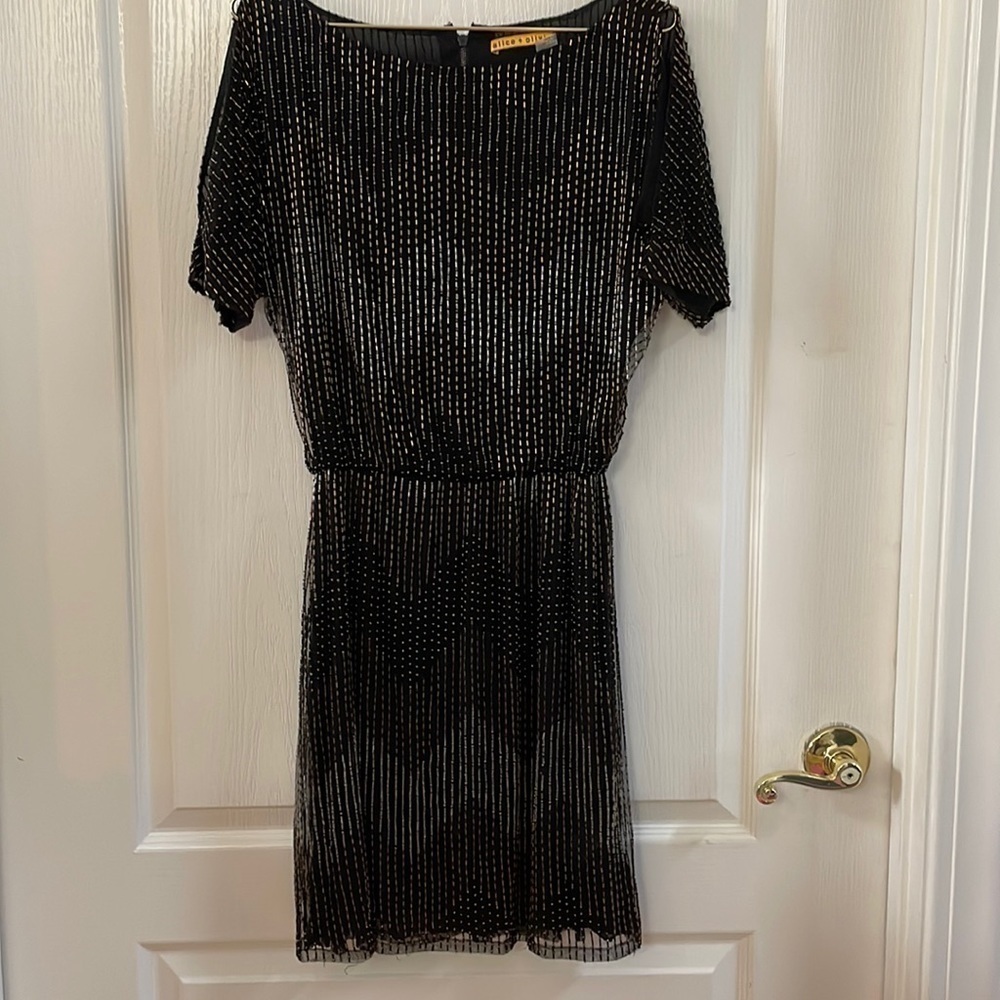 NYE Alice + Olivia Silk beaded cocktail dress size S